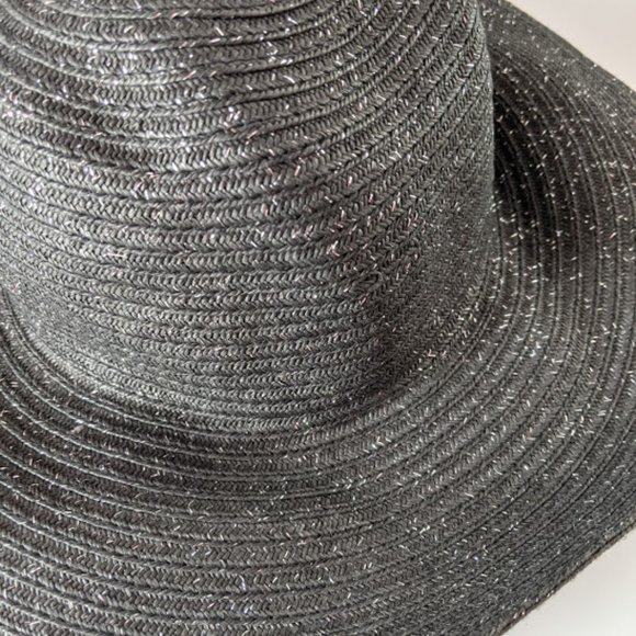 Black sparkle floppy beach hat - Picture 2 of 3